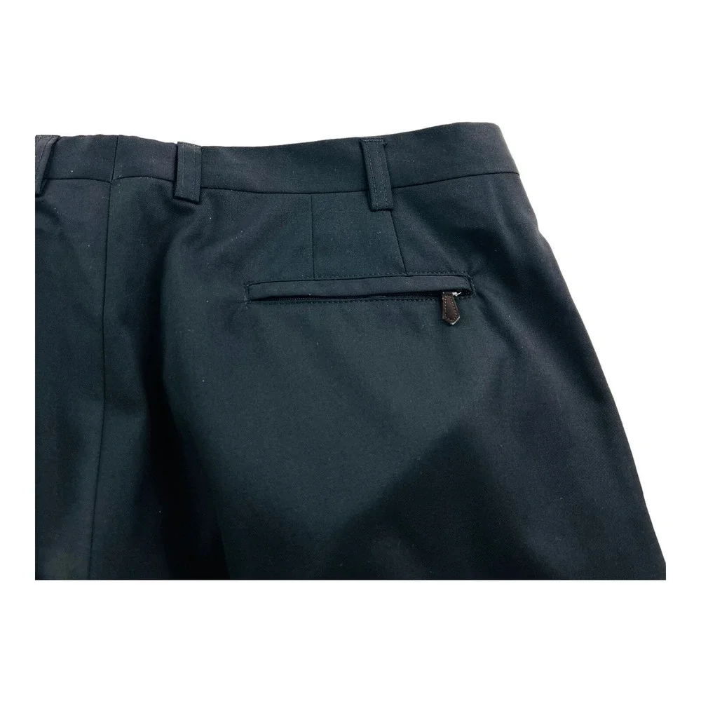 Sartore Black Flat Front Vitale Barberis Wool Suede Accent Dress Pants 36X29 +2